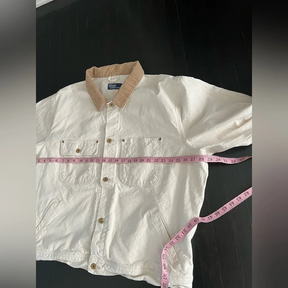 Ralph Lauren Men's Cream and Tan Shirt Jacket size XXL